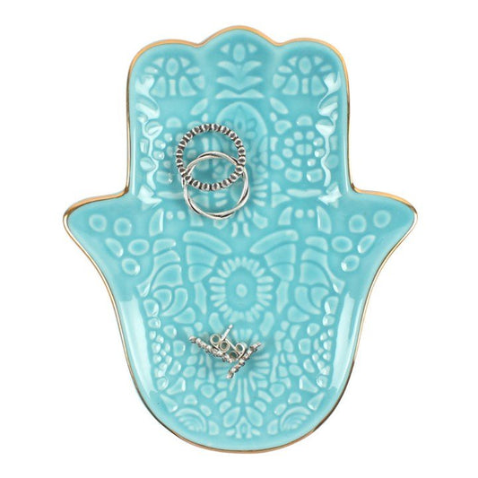 Turquoise Hamsa Hand Jewellery Dish - Scents & Gifts UK