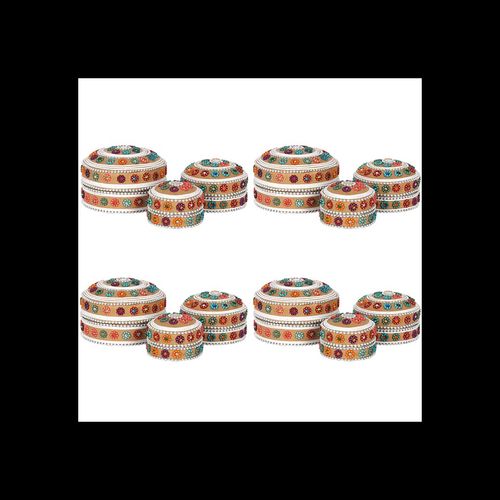 Set of 12 Cream Beaded Trinket Boxes