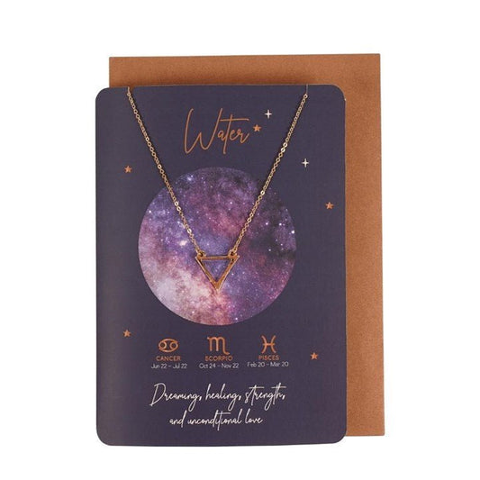 Water Element Zodiac Necklace Card - Scents & Gifts UK