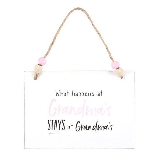 What Happens at Grandma's Hanging Sign - Scents & Gifts UK