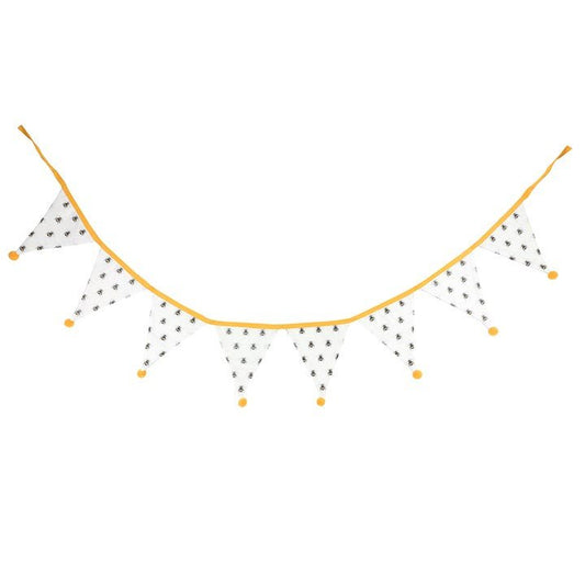 White All Over Bee Print Fabric Bunting - Scents & Gifts UK