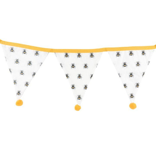 White All Over Bee Print Fabric Bunting - Scents & Gifts UK