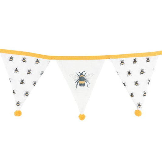 White Alternating Bee Print Fabric Bunting - Scents & Gifts UK