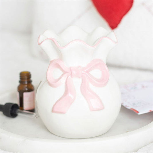 White and Pink Bow Oil Burner - Scents & Gifts UK