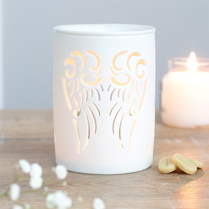 White Angel Wings Cut Out Oil Burner - Scents & Gifts UK
