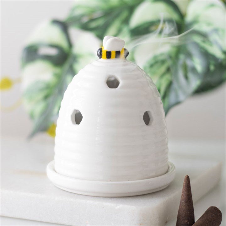 White Beehive Incense Cone Holder - Scents & Gifts UK