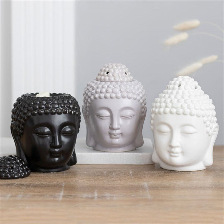 White Buddha Head Oil Burner - Scents & Gifts UK