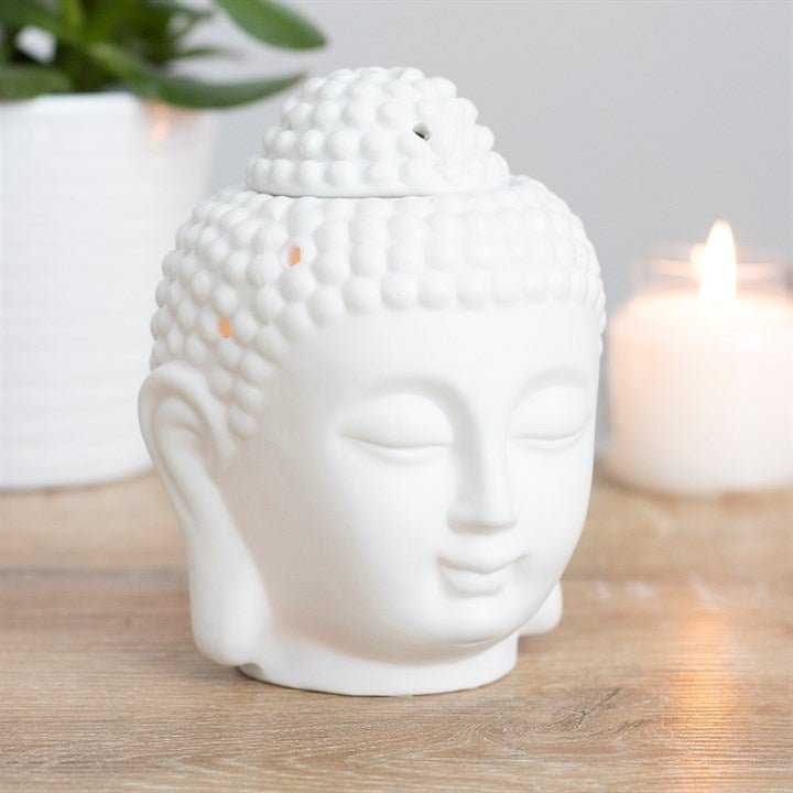 White Buddha Head Oil Burner - Scents & Gifts UK