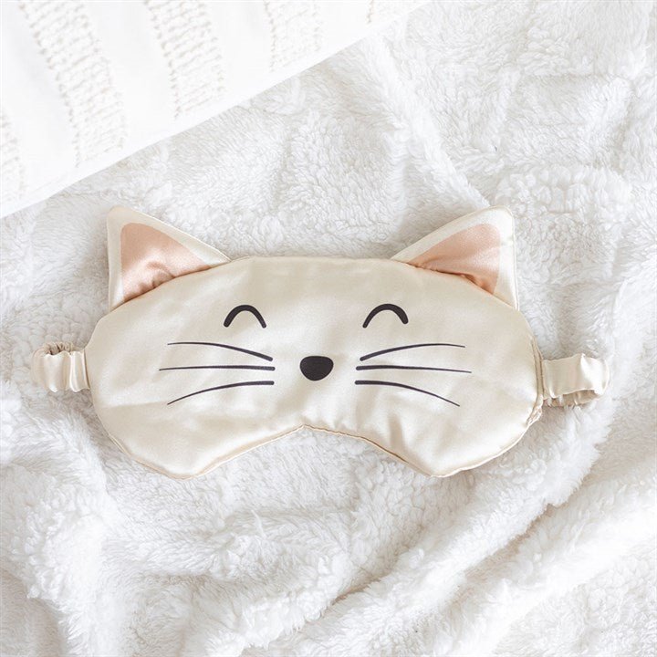White Cat Face Satin Eye Mask - Scents & Gifts UK
