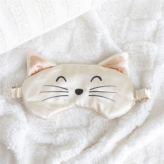 White Cat Face Satin Eye Mask - Scents & Gifts UK