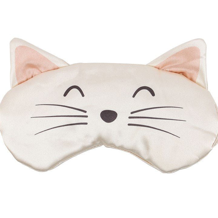 White Cat Face Satin Eye Mask - Scents & Gifts UK