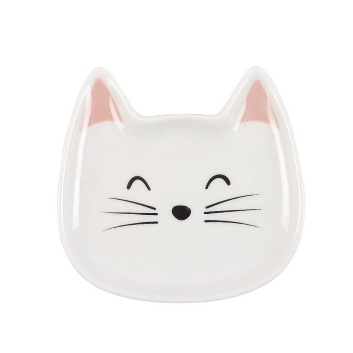 White Cat Face Trinket Dish - Scents & Gifts UK