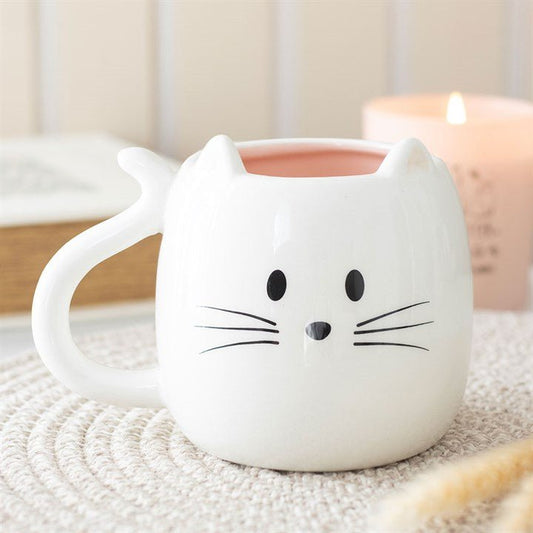 White Cat Shaped Mug - Scents & Gifts UK
