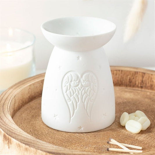 White Ceramic Angel Wings Oil Burner - Scents & Gifts UK