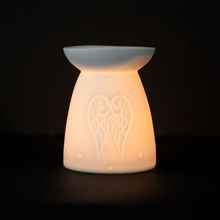 White Ceramic Angel Wings Oil Burner - Scents & Gifts UK