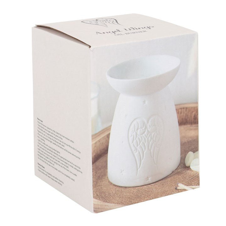 White Ceramic Angel Wings Oil Burner - Scents & Gifts UK
