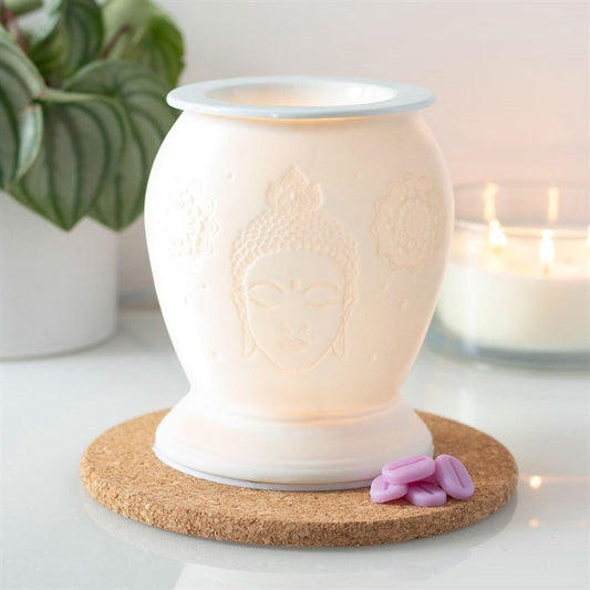 White Ceramic Buddha Electric Oil Burner and Wax Warmer - Scents & Gifts UK