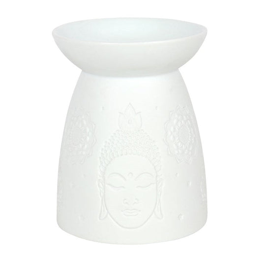 White Ceramic Buddha Face Oil Burner and Wax Warmer - Scents & Gifts UK