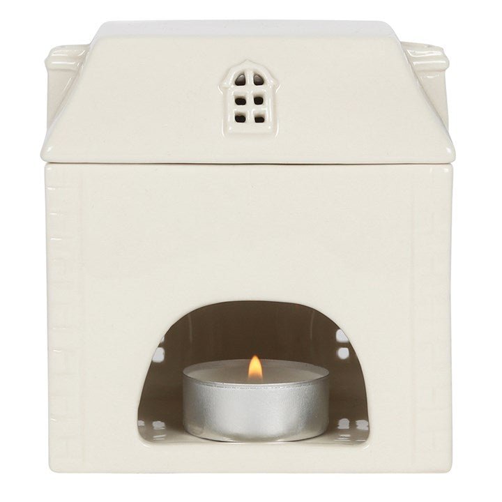 White Ceramic House Oil Burner - Scents & Gifts UK