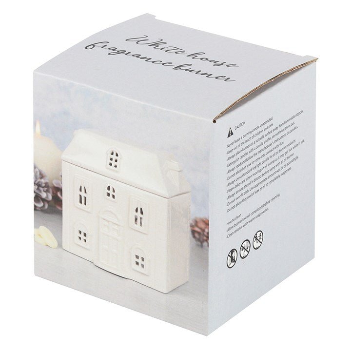 White Ceramic House Oil Burner - Scents & Gifts UK