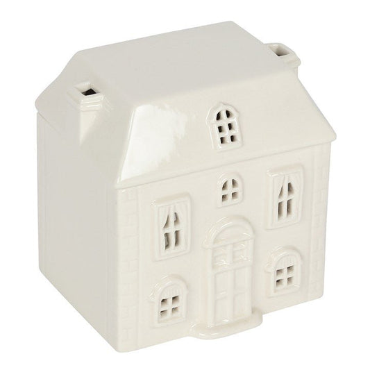White Ceramic House Oil Burner - Scents & Gifts UK