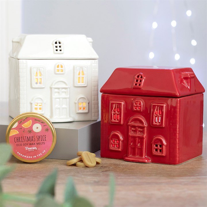 White Ceramic House Oil Burner - Scents & Gifts UK