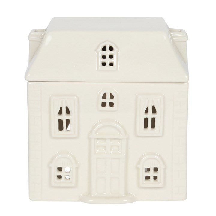 White Ceramic House Oil Burner - Scents & Gifts UK