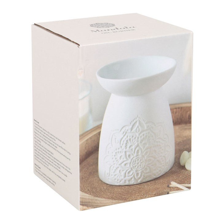 White Ceramic Mandala Oil Burner - Scents & Gifts UK