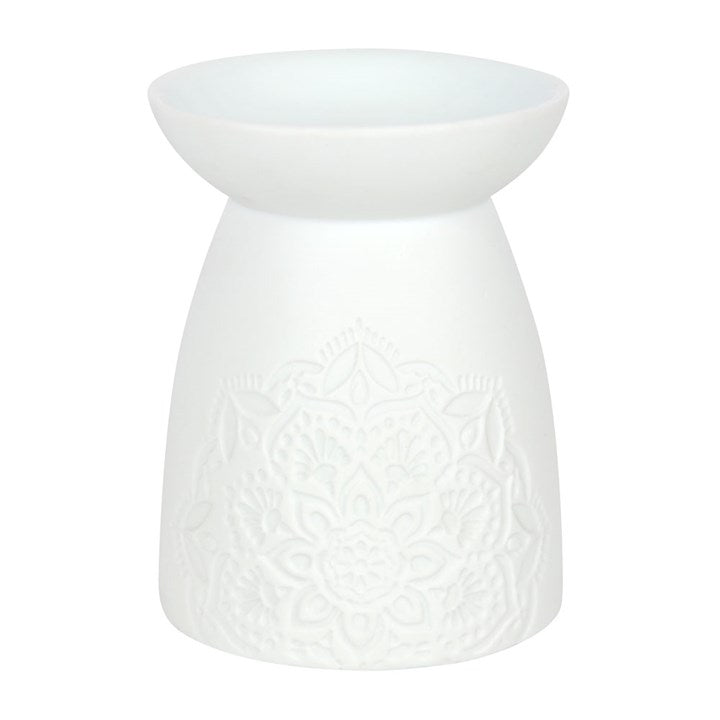 White Ceramic Mandala Oil Burner - Scents & Gifts UK