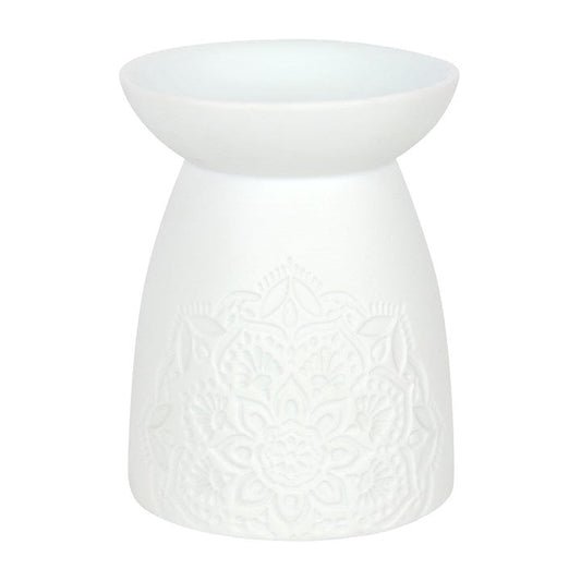 White Ceramic Mandala Oil Burner - Scents & Gifts UK
