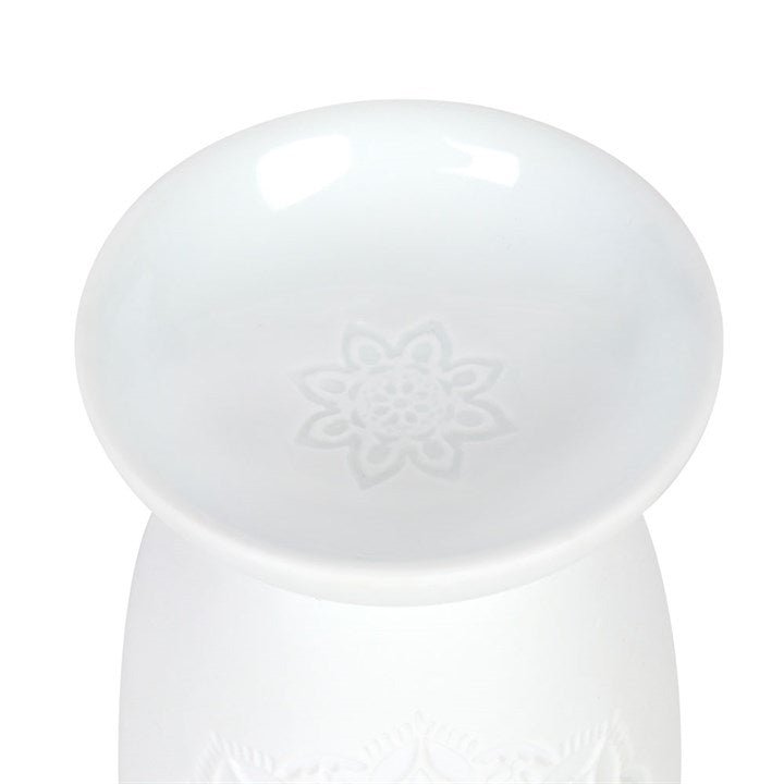 White Ceramic Mandala Oil Burner - Scents & Gifts UK