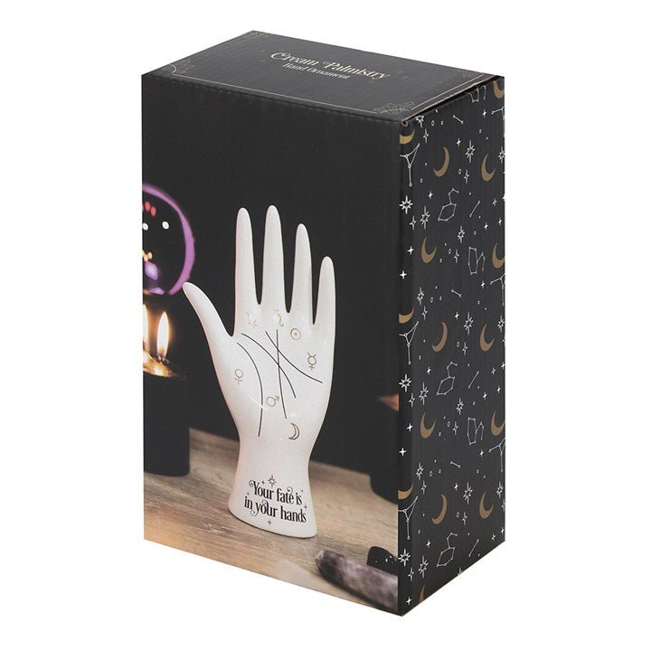 White Ceramic Palmistry Hand Ornament - Scents & Gifts UK