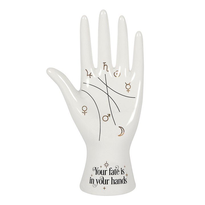White Ceramic Palmistry Hand Ornament - Scents & Gifts UK
