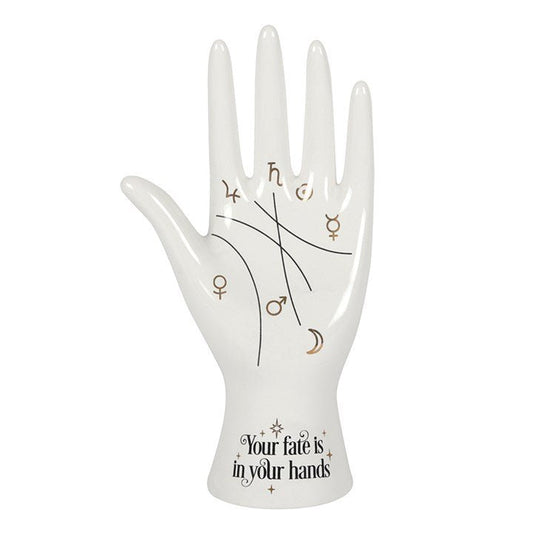 White Ceramic Palmistry Hand Ornament - Scents & Gifts UK