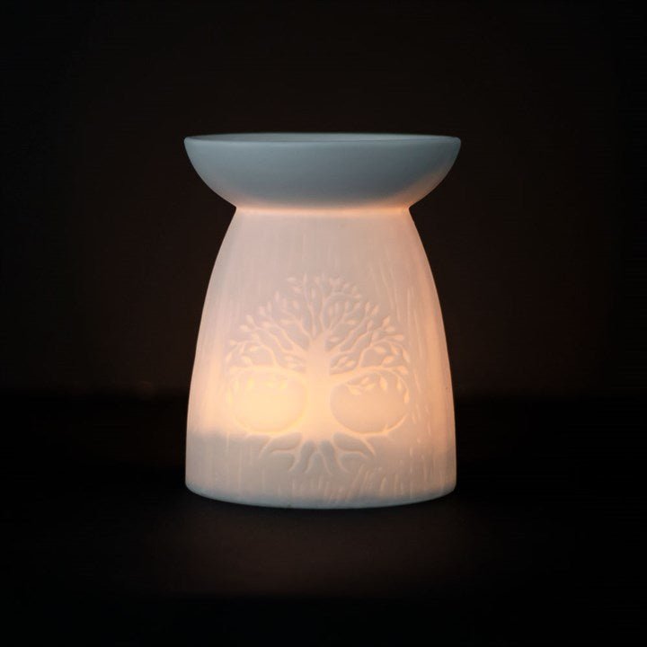 White Ceramic Tree of Life Oil Burner - Scents & Gifts UK