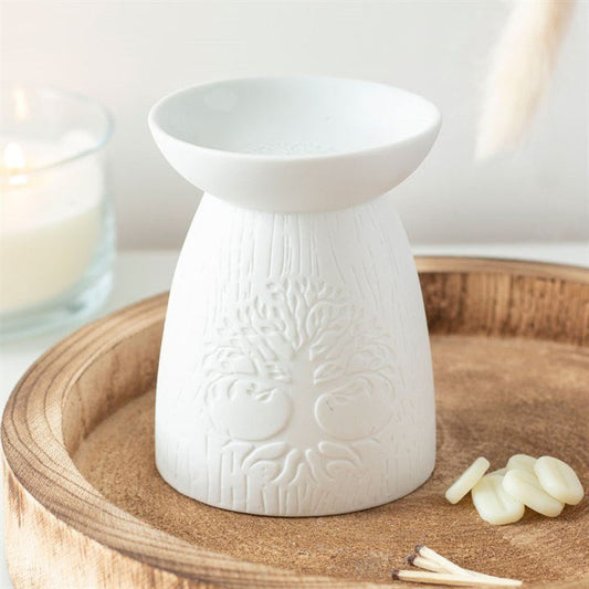 White Ceramic Tree of Life Oil Burner - Scents & Gifts UK