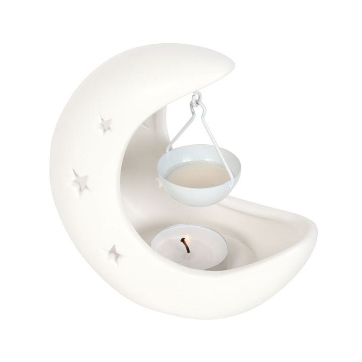 White Crescent Moon Hanging Oil Burner - Scents & Gifts UK