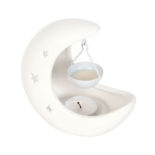 White Crescent Moon Hanging Oil Burner - Scents & Gifts UK