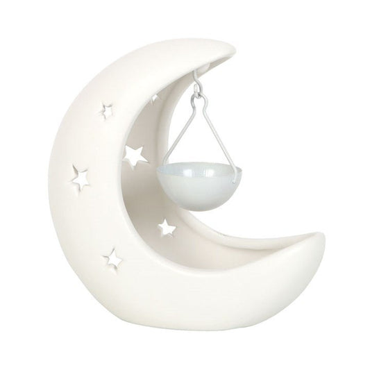 White Crescent Moon Hanging Oil Burner - Scents & Gifts UK