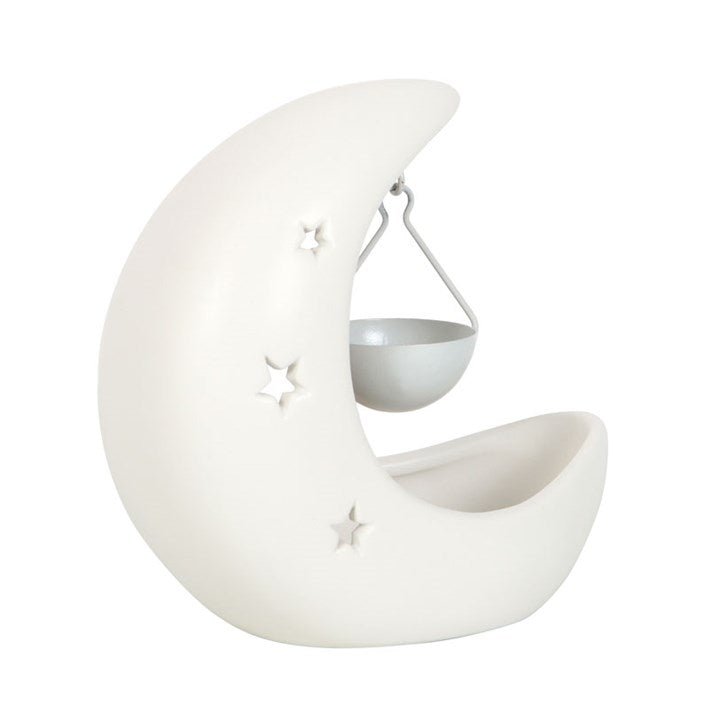 White Crescent Moon Hanging Oil Burner - Scents & Gifts UK