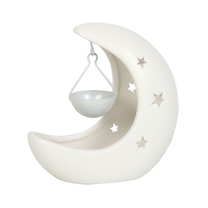 White Crescent Moon Hanging Oil Burner - Scents & Gifts UK