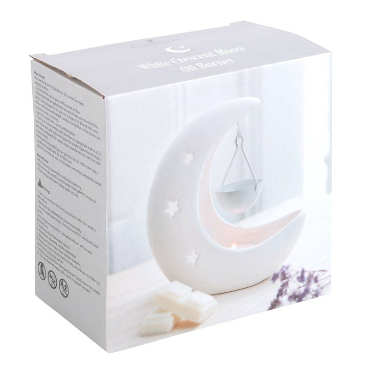 White Crescent Moon Hanging Oil Burner - Scents & Gifts UK