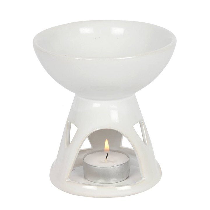 White Deep Bowl Oil Burner - Scents & Gifts UK