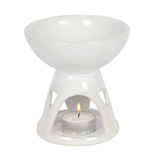 White Deep Bowl Oil Burner - Scents & Gifts UK