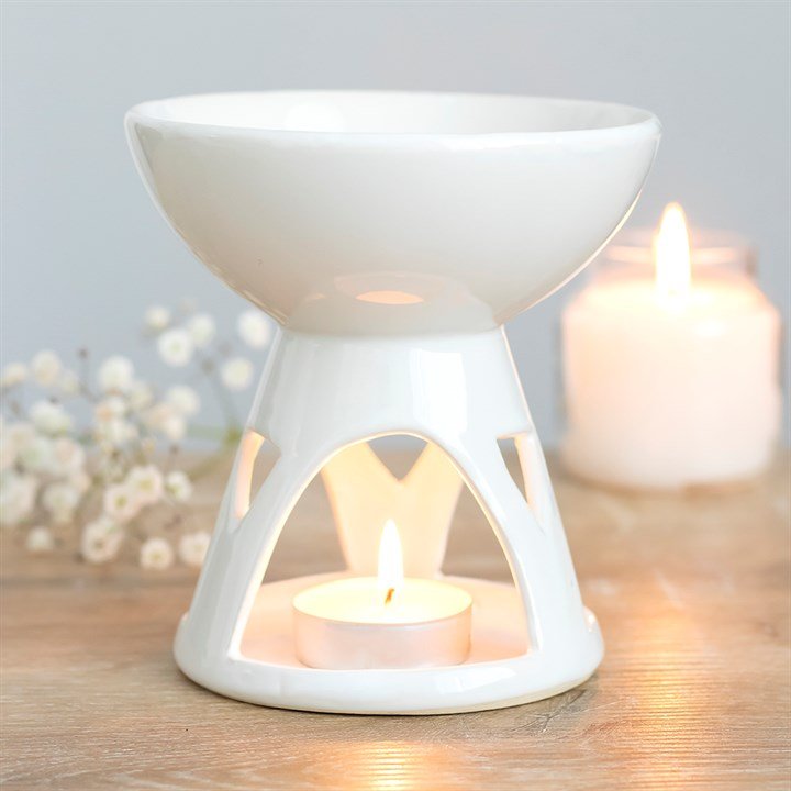 White Deep Bowl Oil Burner - Scents & Gifts UK