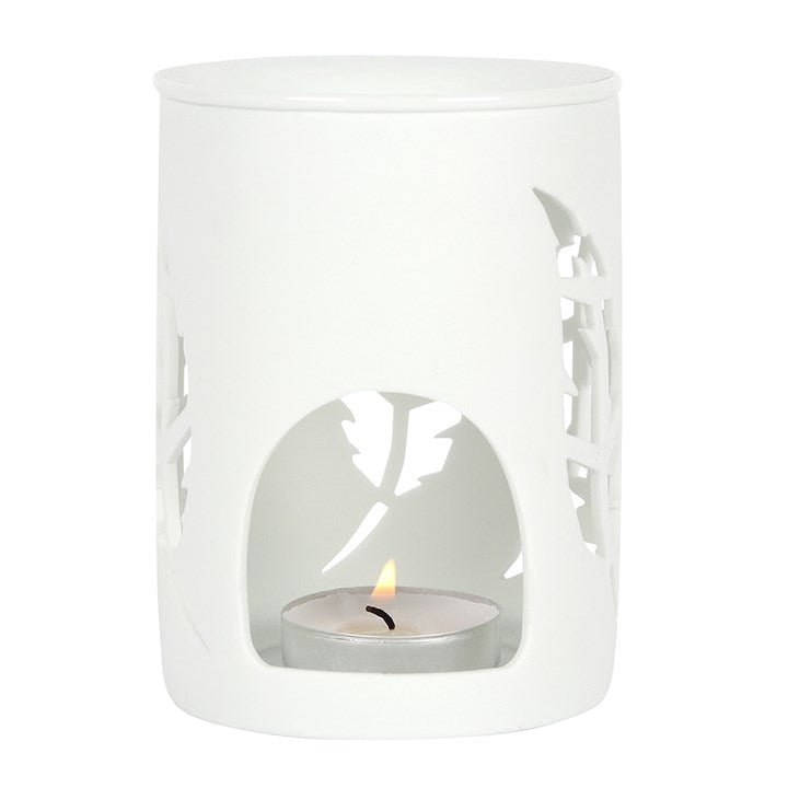 White Feather Cut Out Oil Burner - Scents & Gifts UK