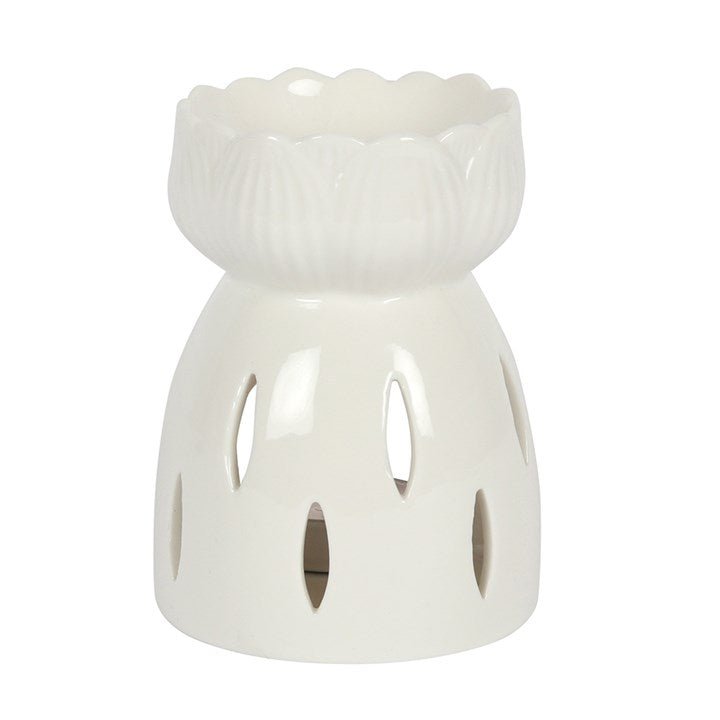 White Gloss Lotus Flower Oil Burner - Scents & Gifts UK