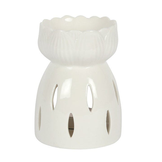 White Gloss Lotus Flower Oil Burner - Scents & Gifts UK