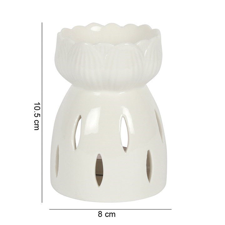 White Gloss Lotus Flower Oil Burner - Scents & Gifts UK