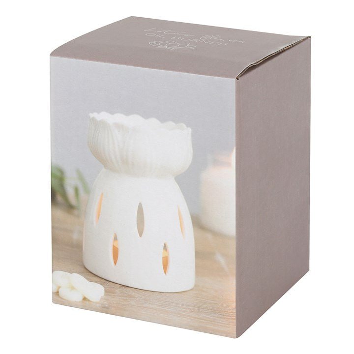 White Gloss Lotus Flower Oil Burner - Scents & Gifts UK